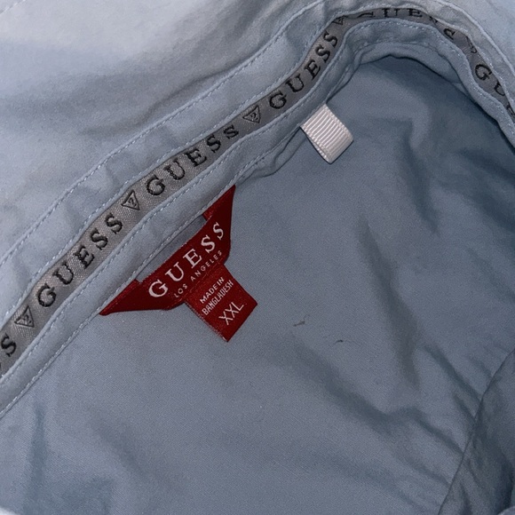 Guess Size XXL Pale Blue Short Sleeved Button Down Shirt - Picture 7 of 8